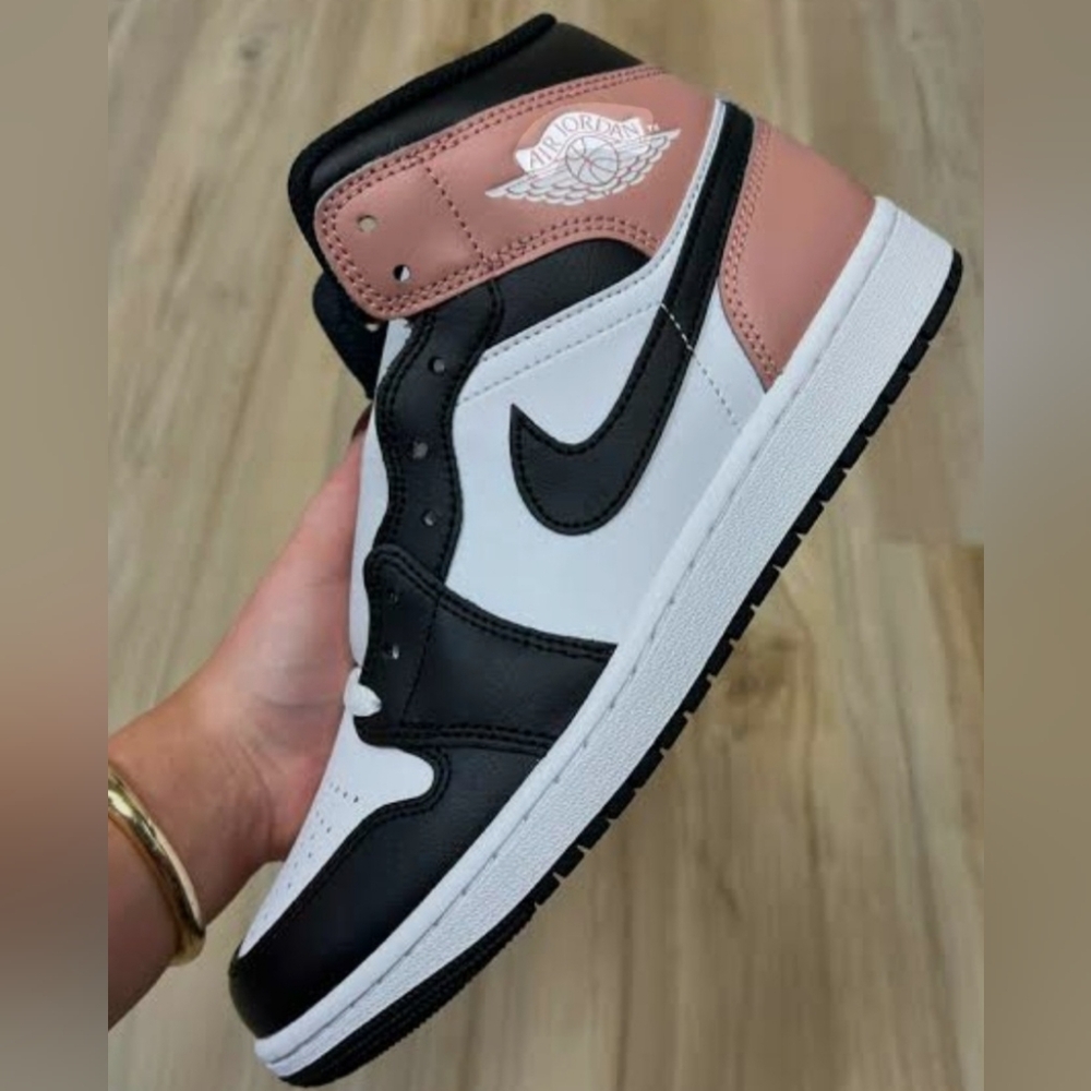 AIR JORDAN 1 LOW WHITE-BLACK-RUSPINK MEN'S US SIZE 10 NEW IN BOX "SIZES 10.5-13"
